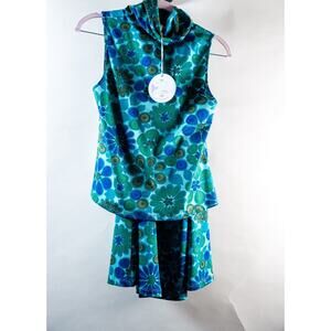 NWT Julie Brown Women's Top A-line Skirt Set Blue Green US Size 2 and Small